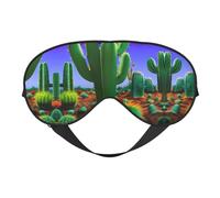 Cactus Desert Print Soft Eye Mask â€“ Comfortable Sleep with Adjustable, Elastic Nighttime Shade for Travel, Meditation