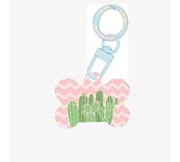 Cactus Desert Printing Dog Tag Bone Shaped Double Sided Pattern Dog Id Tags Bone Shaped Pet Name Tags Dog Collar Tags