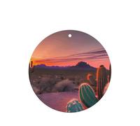 Cactus Desert Sunset Hanging Air Freshener Set, Round Lavender Fragrance Cards For Auto Interior, 10/24 Cards Pack