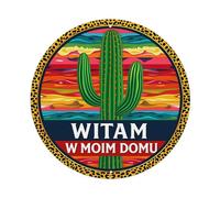 Cactus Desert Sunset Pattern Leopard Round Tin Sign Vintage Style Metal Sign Home Bar Garden Wall Plaque Decor Metal Poster 8x8 Inch