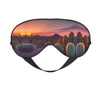 Cactus Desert Sunset Print Soft Eye Mask - Comfortable Sleep, Elastic Nighttime Shade, Eye Covers for Travel, Meditation