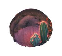 Cactus Desert Sunset shower cap with a double layer, holds your hair well whether it is showering or bathing.