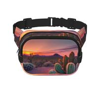 Cactus Desert Sunset Zipper Fanny Pack, Crossbody Bags with Adjustable Strap for Jogging, Cycling