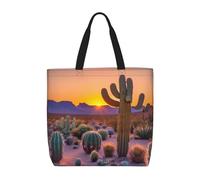 Cactus Desert Sunsets Basic Models Tote Bag With Zipper With Inner Pockets,Laptop Work Tote Bag For Sport,Travel