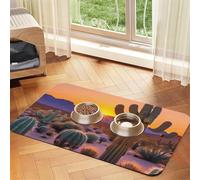 Cactus Desert Sunsets Durable Pet Absorbent Tablecloth Non-Slip Dining Pad For Dog Cat Food Water Bowls Feeder Mat