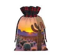 Cactus Desert Sunsets Print Festive Christmas Drawstring Gift Bags For Xmas Decorative Present Wrapping Needs