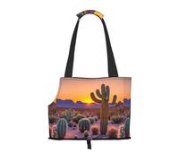 Cactus Desert Sunsets Print Pet Tote Bag, Foldable Portable Single Shoulder Pet Carrier For Small Dogs Cats