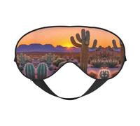 Cactus Desert Sunsets Print Soft Eye Mask â€“ Comfortable Sleep with Adjustable, Elastic Nighttime Shade for Travel, Meditation