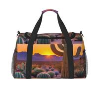 Cactus Desert Sunsets Print Stylish Foldable Carry On Tote with Waterproof Zipper for Weekend Getaways Bag