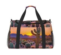 Cactus Desert Sunsets print Weekender Overnight Carry On Bag Gym Luggage Bag Duffel Bag for Travel Women, Black, One Size