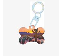 Cactus Desert Sunsets Printing Dog Tag Bone Shaped Double Sided Pattern Dog Id Tags Bone Shaped Pet Name Tags Dog Collar Tags