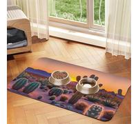 Cactus Desert Sunsets Printing Pet Absorbent Tablecloth, Special Pad For Pet Bowls, Rollable For Storage, Ideal For Pet Bowls