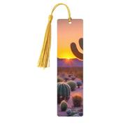 Cactus Desert Sunsetswooden Bookmarks Set for Reading, 5 Pc Thoughtful Cute Book Mark Clips Lovers Gifts