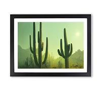 Cactus Desert View Vol.1 Framed Print | A2 Black Framed Wall Art | Ready to Hang | Modern Landscape Picture | Living Room Bedroom Lounge Office