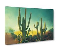 Cactus Desert View Vol.2 Canvas Print | Gallery Wrapped 30mm Frame Wall Art | 30x20 inches | Ready to Hang | Contemporary Floral Picture | Living Room Bedroom Lounge Office