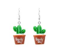 Cactus Earrings for Women Flower Pot Earrings Flower Earrings Cactus Succulent Plant Earrings Jewelry Gifts for Women, Zinc, No Gemstone