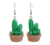 Cactus Earrings for Women Green Plant Earrings Fun Potted Earrings Unique Flower Pot Earrings Tropical Desert Drop Dangle Earrings Summer Beach Jewelry Gifts, One Size, Resin, No Gemstone