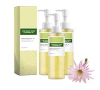 Cactus Exfoliating Cleansing Oil, Gentle Pore Refining Makeup Remover with Cactus Extract & Fruit Peel Particles, Lightweight for Double Cleansing, Daily Gentle Face Wash, Korean Skincare (3Pc)