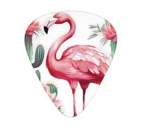 Cactus Flamingo Rose Flowers 12 Pack Guitar Plectrums With Storage Case, 0.46/0.71/0.96mm, Including Thin, Medium Thick Guitar Plectrums For Electric Guitars Bass Ukulele