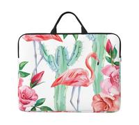 Cactus Flamingo Rose Flowers 14 Inches Laptop Sleeve Compatible Protective Case With Zipper Classic Portable Handle