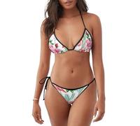 Cactus Flamingo Rose Flowers Bikini Set for Women Bathing Suit High Waisted V Neck Two Pieces Swimsuit Sexy Triangle Bikini Sets Black