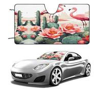 Cactus Flamingo Rose Flowers Car Windshield Sun Shade Thickened Automotive Glass Sunshade Foldable Sun Shade Keeps Your Vehicle Cool Universal Windshield Cover for Car Trucks SUV