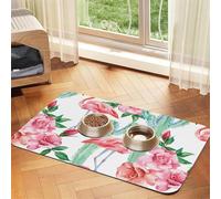 Cactus Flamingo Rose Flowers Pet Feeding Mat Bowl Mat Dog Mat Suitable For Dogs Cats Specific Pads Feeder