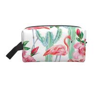 Cactus Flamingo Rose Flowers Print Storage Bag - Large Travel Cosmetic Makeup Bags, Toiletry Organizer, Portable Pouch with Zipper