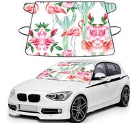 Cactus Flamingo Rose Flowers Printed Portable Windshield Wrap, Foldable Winter Ice Shield, Reinforced Flap Auto Protector
