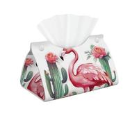 Cactus Flamingo Rose Flowers Tissue Box Cover Rectangle Pu Leather Tissue Box Holder Modern Waterproof Tissue Cover Decorative Tissue Box Organizer for Car Bathroom Bedroom Desk Tabletop Decor