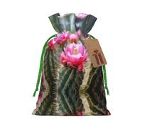 Cactus Floral Bloom Print Stylish Drawstring Pouches,Reusable Drawstring Gift Bags,Perfect For Holiday And Party
