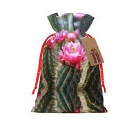 Cactus Floral Bloom Print Stylish Drawstring Pouches,Reusable Drawstring Gift Bags,Perfect For Holiday And Party