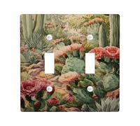Cactus Floral Light Switch Cover Plates/Outlet Covers, Peach Desert Blooms for Wall Decor, Thermoplastic Wall Plates, Standard Size Double Toggle