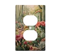 Cactus Floral Light Switch Cover Plates/Outlet Covers, Peach Desert Blooms for Wall Decor, Thermoplastic Wall Plates, Standard Size Single Duplex Outlet