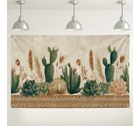 Cactus Floral Wall Backdrop, Bohemian Greenery Retro Party Decorations, Succulent Indoor/Outdoor Photo Background for Birthday Wedding Event Supplies 71x43 Inch