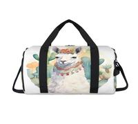 Cactus Flower Alpaca Llama Sport Duffel Bag with Shoes Compartment Overnight Weekender Bags Travel Gym Luggage Organizer for Women Men Kids Girls Boys