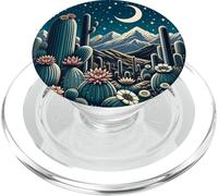 Cactus Flower Blooms Moon PopSockets PopGrip for MagSafe