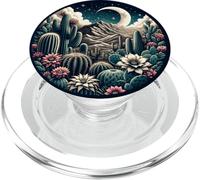 Cactus Flower Blooms Moon PopSockets PopGrip for MagSafe
