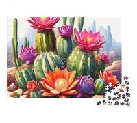 Cactus Flower Garden 1000 Pieces Puzzle for Adults Kids Colourful Blooming Cacti Flowers Wall Decor Educational Gift Puzzle 70x50cm/1000pcs