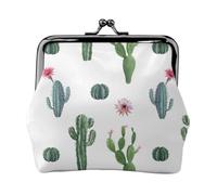 Cactus Flower Succulent Cacti, PU Leather Coin Purse, Small Wallets, Change Pouch with Kiss Lock Clasp Buckle, Change Purse