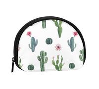 Cactus Flower Succulent Cacti, Women's Storage Bag Shell Makeup Bag Small Coin Purse Shell Change Pouch