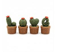 Cactus Fridge Magnets Set, Faux Knitted Texture Love Letters, Cute Succulent Refrigerator Magnets Decor, 4Pcs (Green Love)
