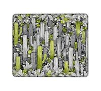 Cactus Garden Square Desk Mouse Pad, Green Gray Desert Cacti Stitched Edge Mousepad, Rubber Non-Slip Washable Gaming Mouse Pad for Home and Office Computer, Laptop Square 8x10 Inch