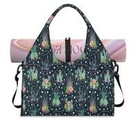 Cactus Geometry Sports Duffle Bag with Shoe Compartment Tropical Cactus Weekend Overnight Bags Tote Cabin Luggage Bag for Gym Yoga Travel