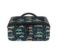 Cactus Geometry Travel Makeup Bag Portable Tropical Cactus Waterproof Pouch Open Flat Toiletry Bags Toiletries Cosmetics Traveling Organizer for Women Men