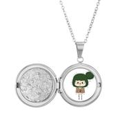 Cactus Green Sand Water Dangerous UU Locket Necklace Hold Picture Jewelry Birthday Gift
