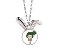 Cactus Green Sand Water Dangerous UU Rabbit Necklace Pendant Bunny Animal Jewelry Gift