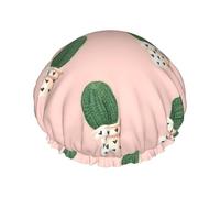 Cactus Green Shower Cap For Women, Reusable Shower Cap, Waterproof Bath Cap For Women Long Hair