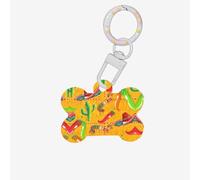 Cactus Hat and Chili Pepper Print 3-Color Acrylic Dog Tags Pet Ornaments, Bone-Shaped Dog Tags Sign for Pet Collar Pendant