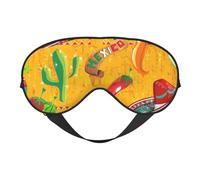Cactus Hat and Chili Pepper Print Silk Sleep Mask with Adjustable Buckle Stylish Eye Mask for Women Travel Nap Shift Work Office